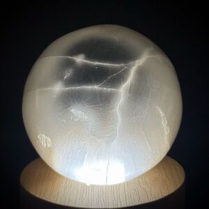 Elegant White Selenite Crystal Sphere Light